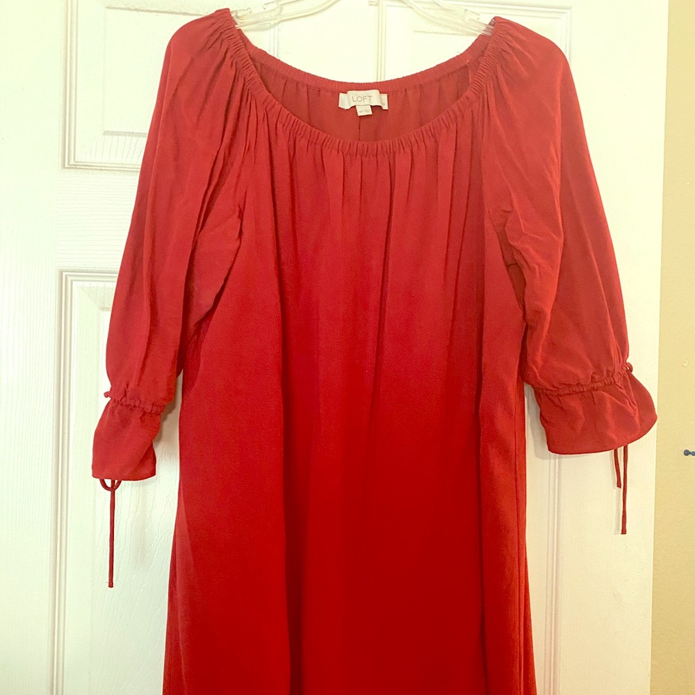 Red off-shoulder dress Loft
